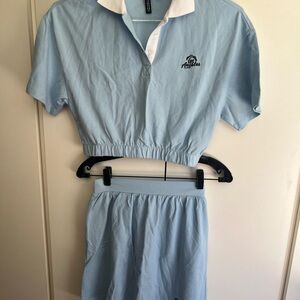H&M Light Blue and White Polo Shirt + Skirt - Size XS - Tennis / Golf Set